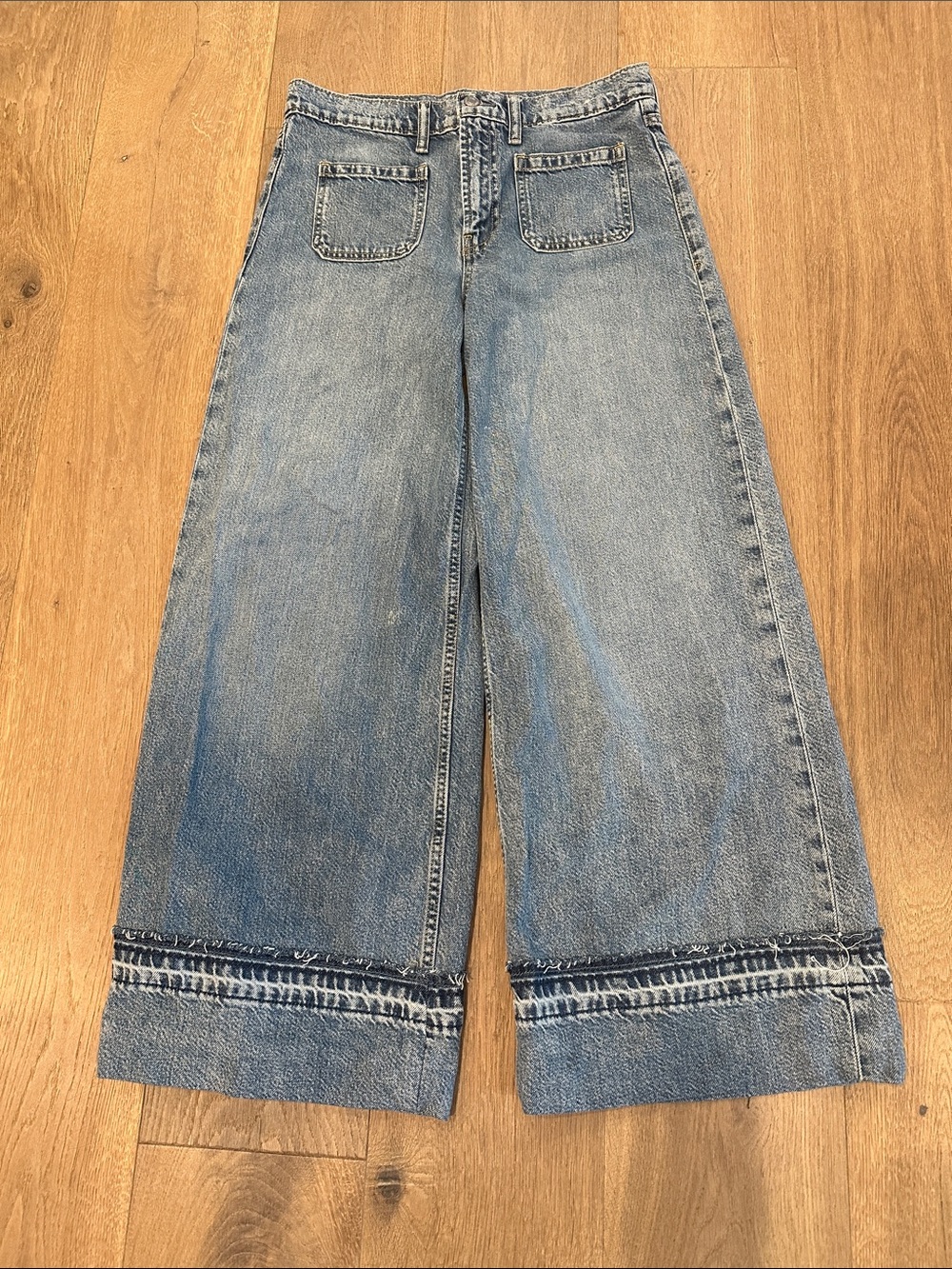 GAP Light Blue Baggy Mid Rise Wide-Leg with Cuffed Hem - Picture 1 of 3